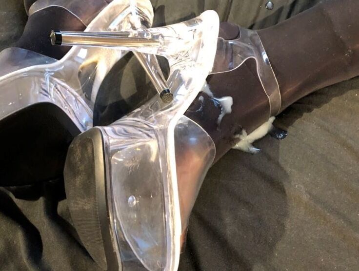 Boots, Clear Heels and Spandex Leggings