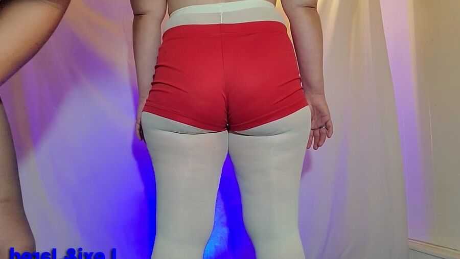 Nude Pantyhose and Booty Shorts Nylon Couple