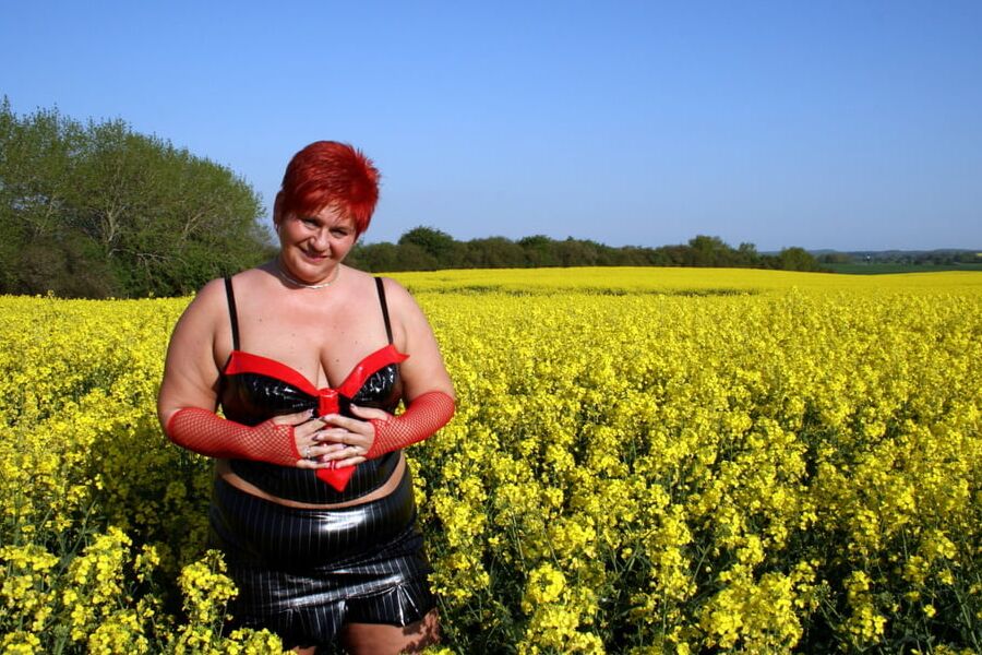 Outdoor in the tight PVC outfit