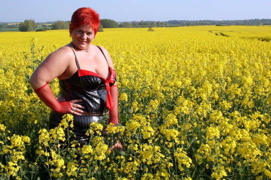 Outdoor in the tight PVC outfit