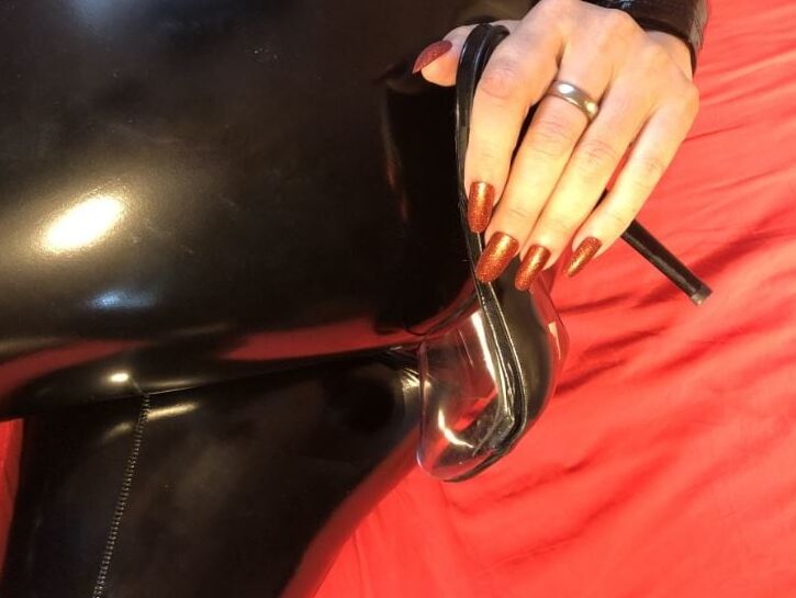 Black PVC, Heels and Vibrator