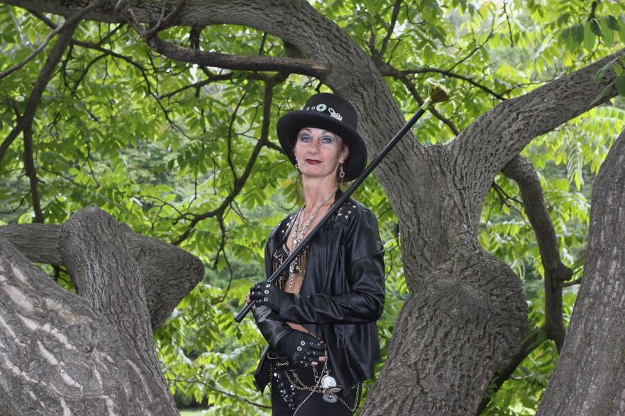 Clockpunk under tree