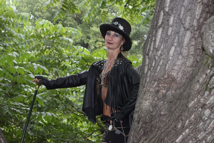 Clockpunk under tree