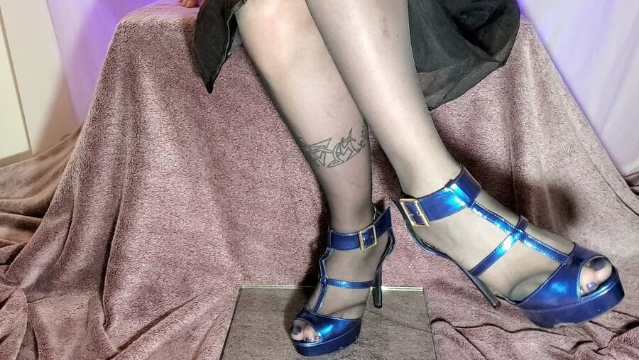 See Through Skirt Pantyhose and High Heels Feet