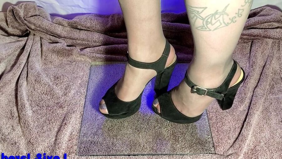 Nylon Young Feet in High Heels and Pantyhose Foot Fetish