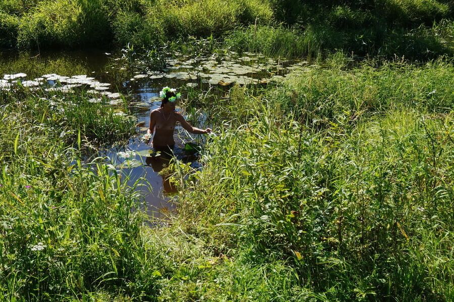 Nude in lazy river