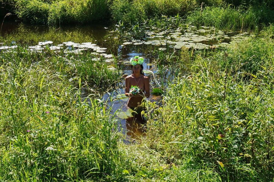 Nude in lazy river