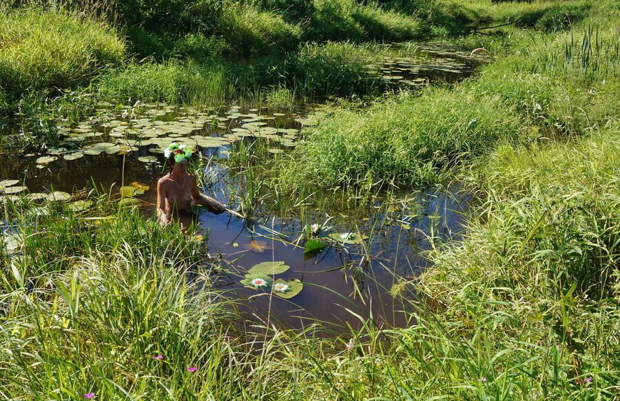 Nude in lazy river