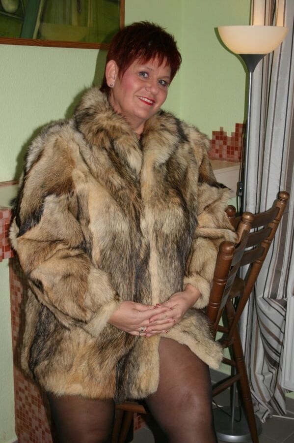 Posing in a brown fur jacket