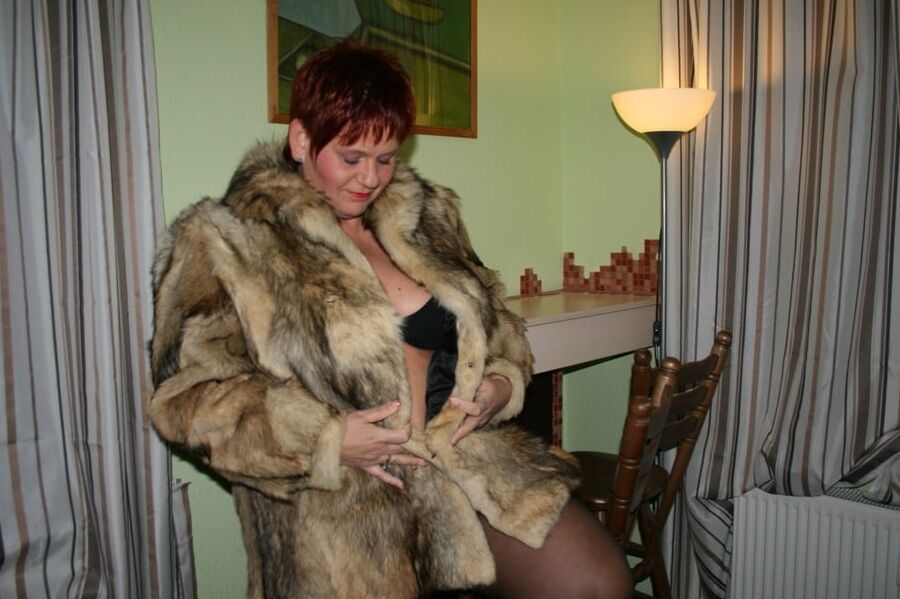 Posing in a brown fur jacket