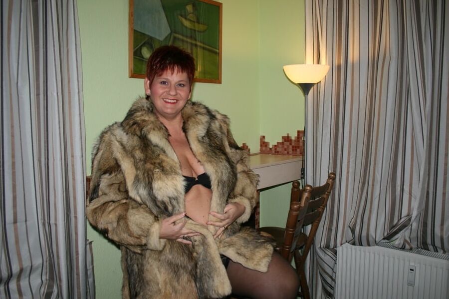 Posing in a brown fur jacket