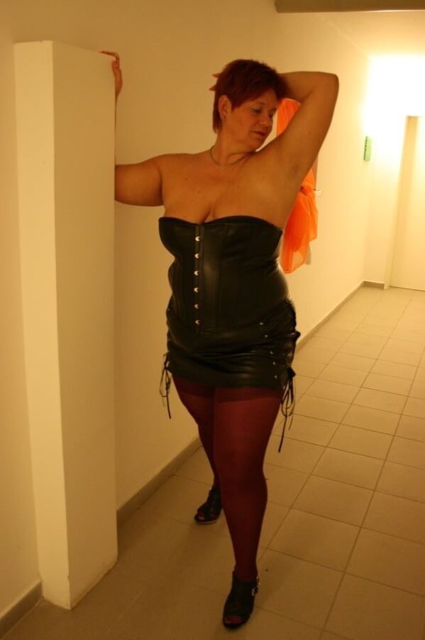 Posing in the basement floor ...
