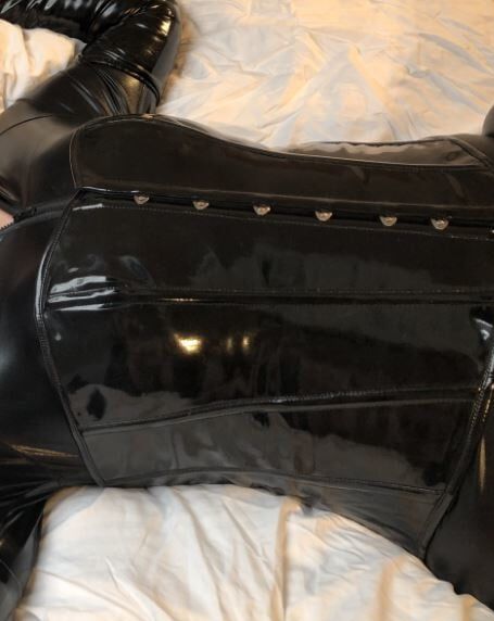 Black Catsuit, Boots, Corset and Vibrator