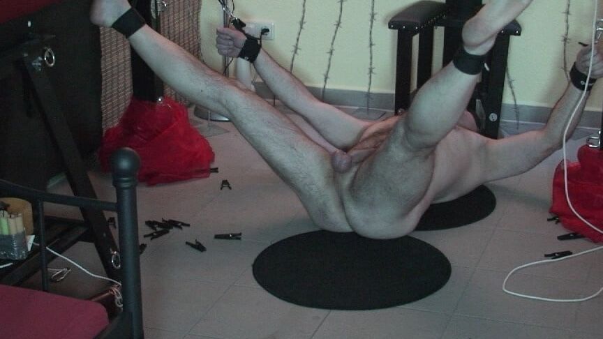 Braces, cane and machine fuck ...