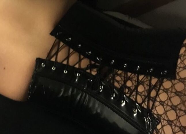 Vinyl Corset and Nylons