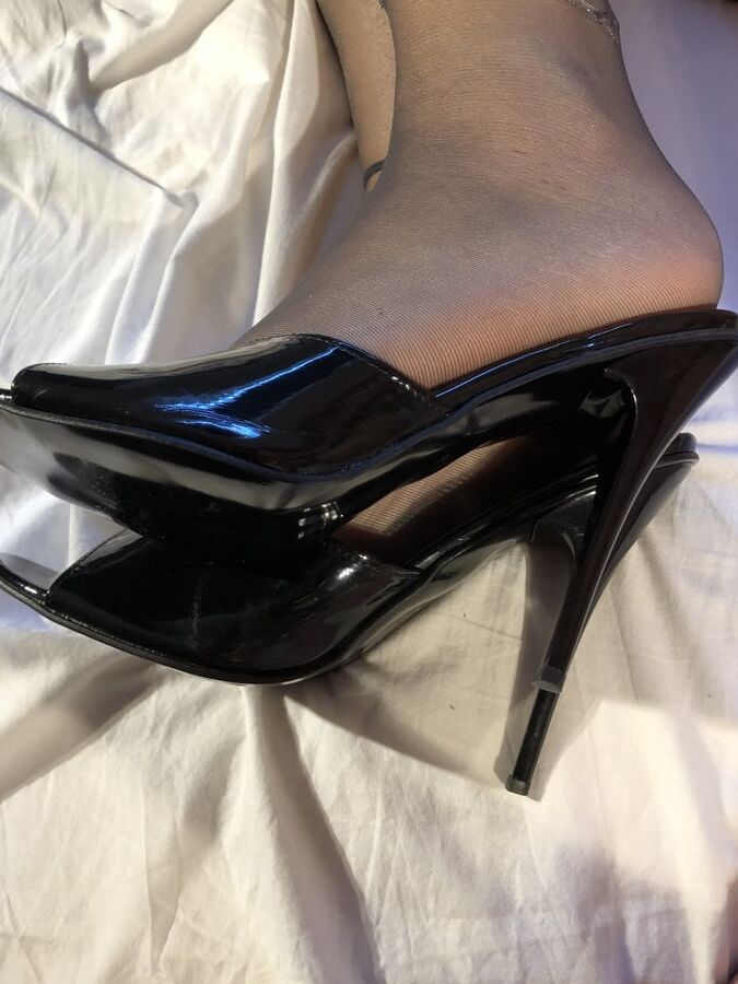 Black Mules and Stockings