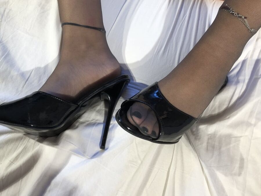 Black Mules and Stockings