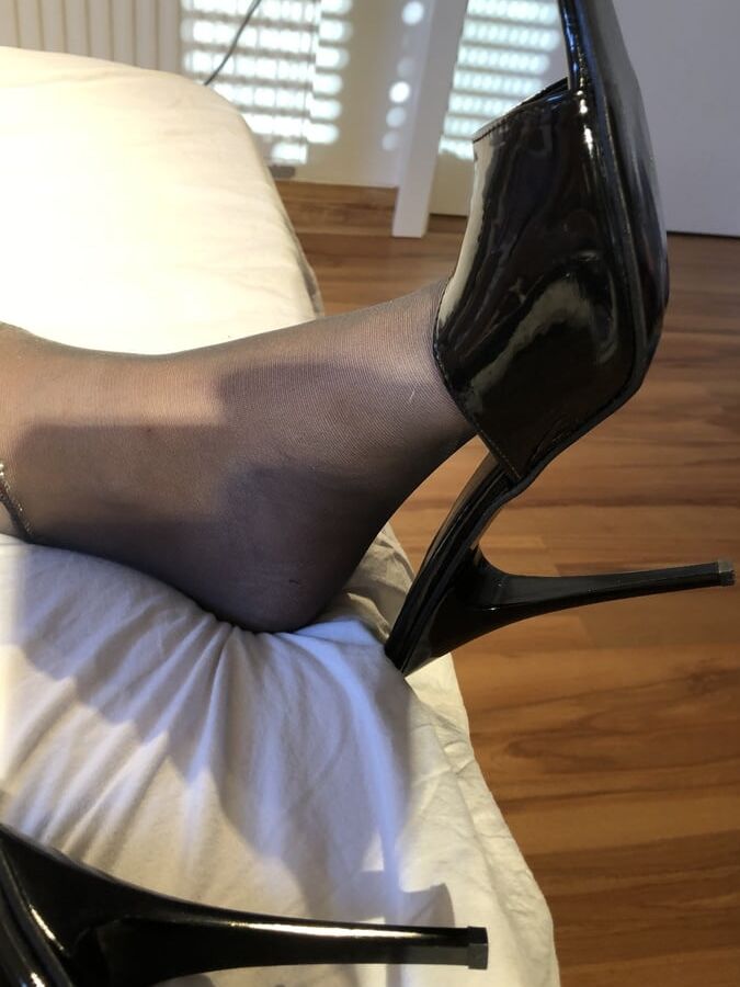 Black Mules and Stockings