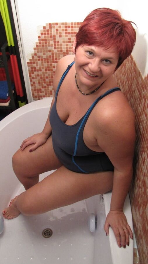 In black swimsuit ...