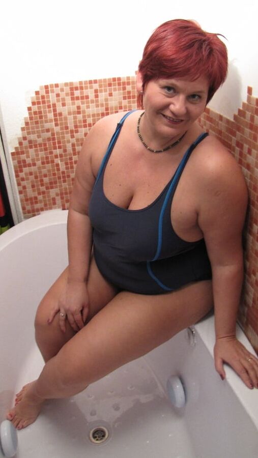 In black swimsuit ...