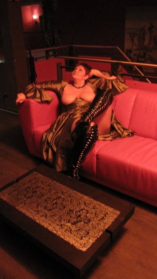 Wide apart in the red lounge