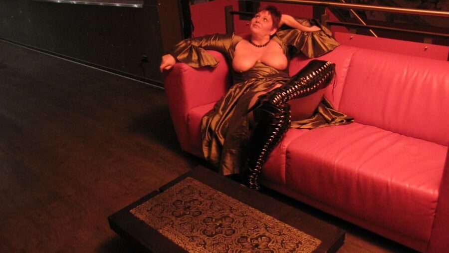 Wide apart in the red lounge