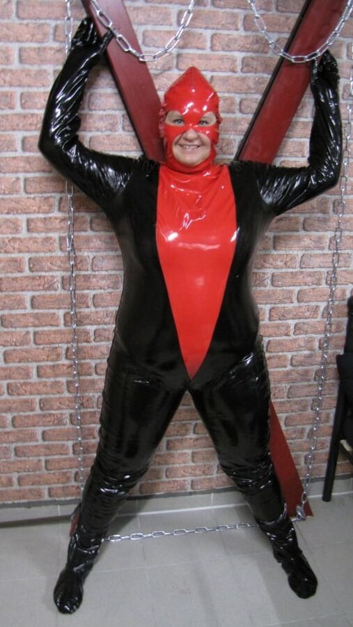 The whole body latex suit ...