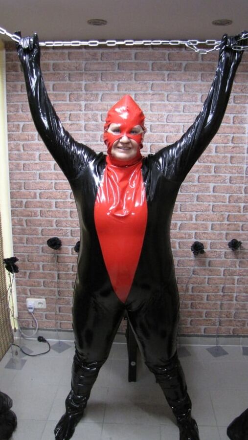 The whole body latex suit ...