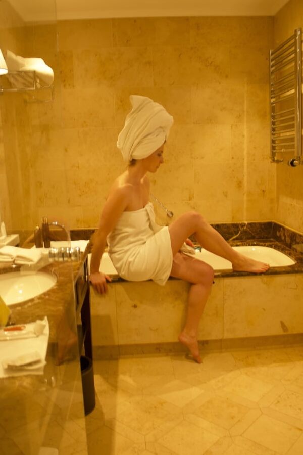 In the bathroom