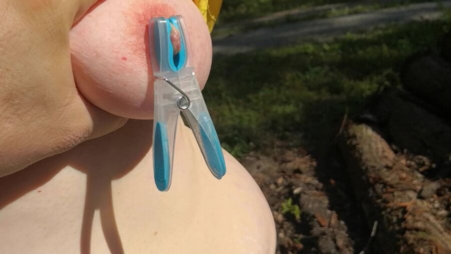 Clamps an slapping tits in public place