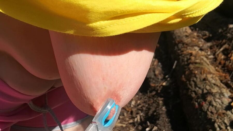 Clamps an slapping tits in public place