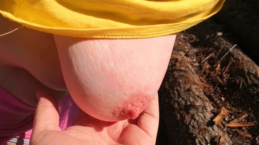 Clamps an slapping tits in public place