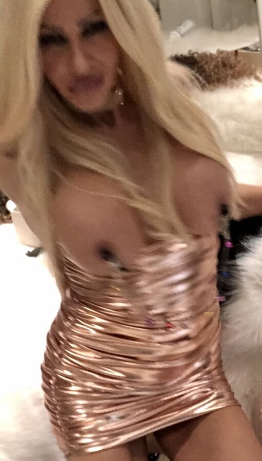 Secret Slut in a Gold Dress