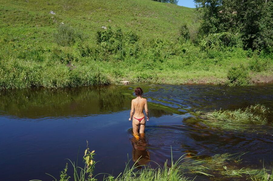 Nude walk upon river