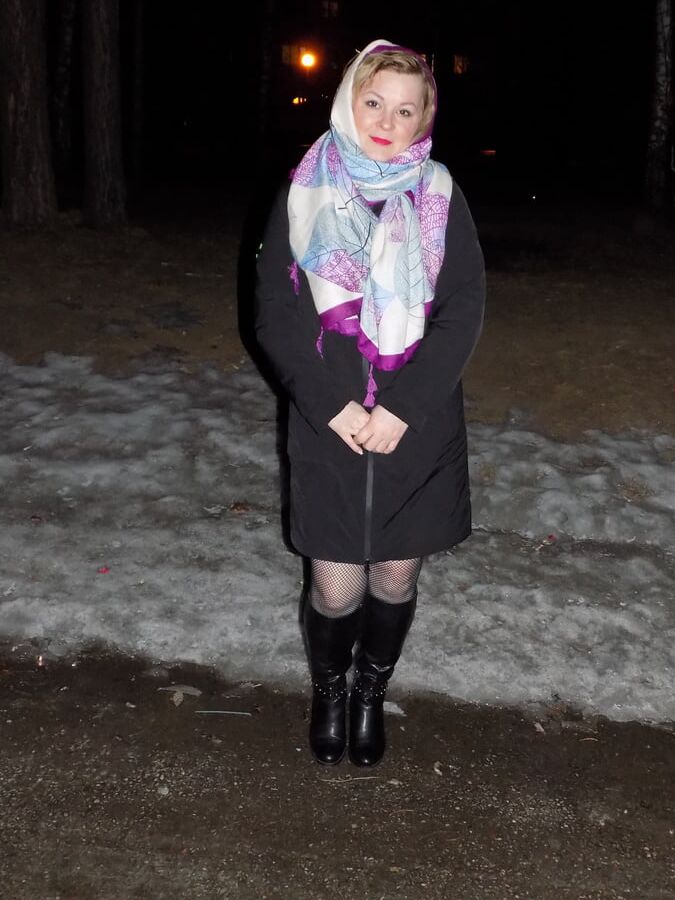 MILF on a winter walk