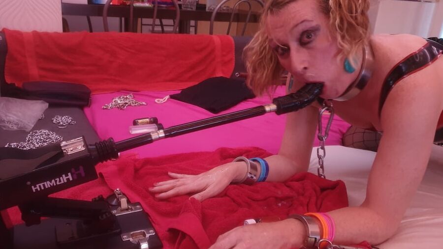 Fucking Machine Face Fuck Post OP Trans Girl Lisa