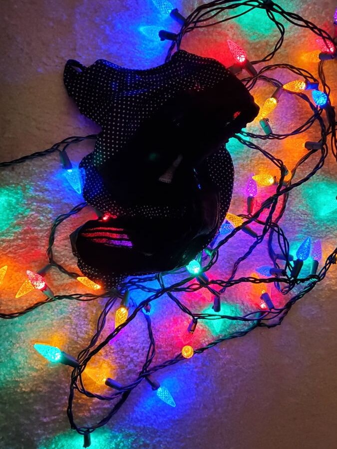 Sexy milf's holiday lights show
