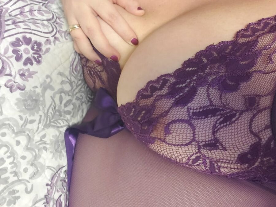 New nightie = new Sexy milf photoshoot purple lace lingerie