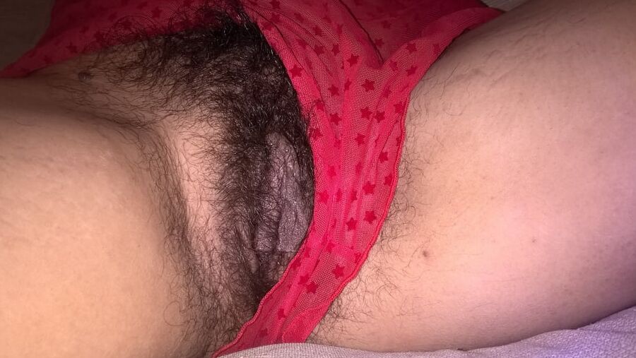 JoyTwoSex Red Lingerie & Hairy Pussy