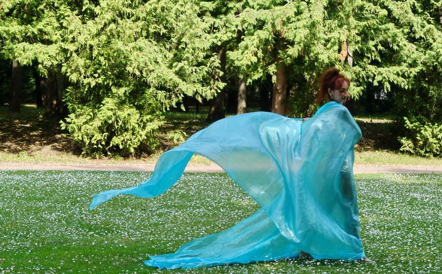 In a green blanket