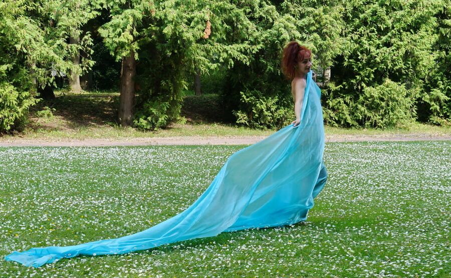 In a green blanket