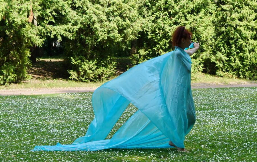 In a green blanket