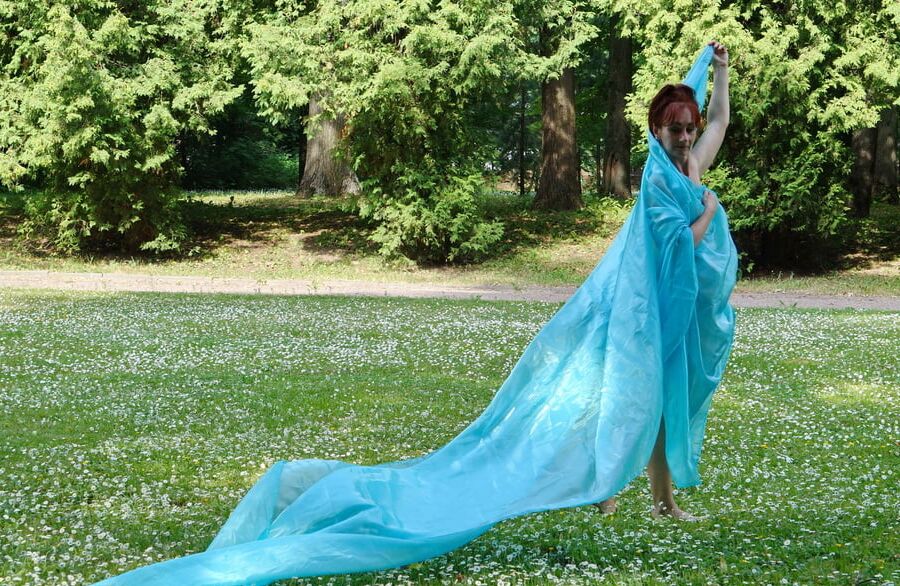 In a green blanket