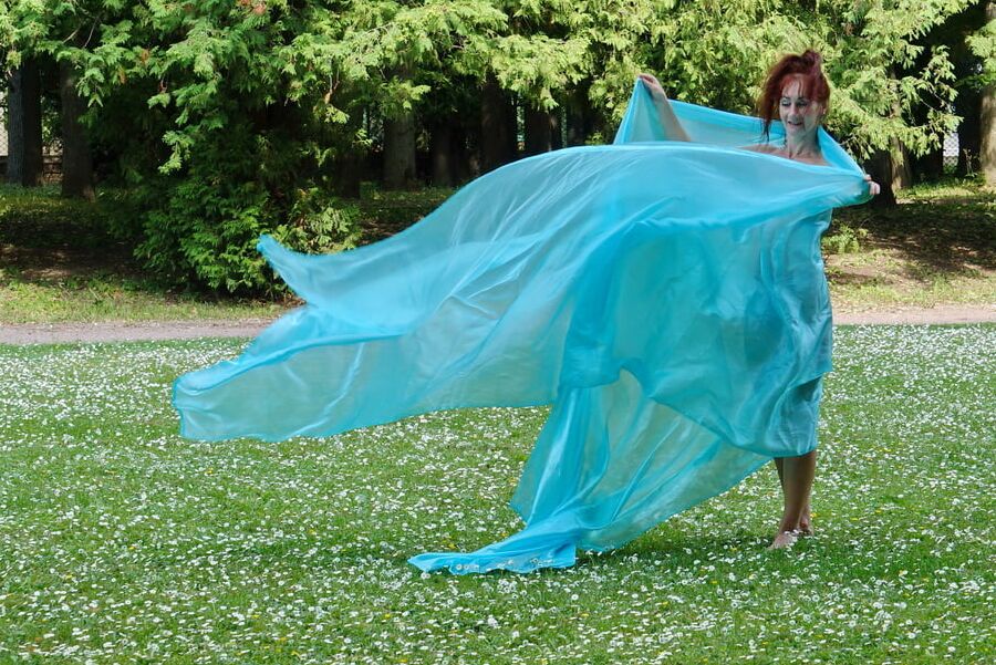 In a green blanket