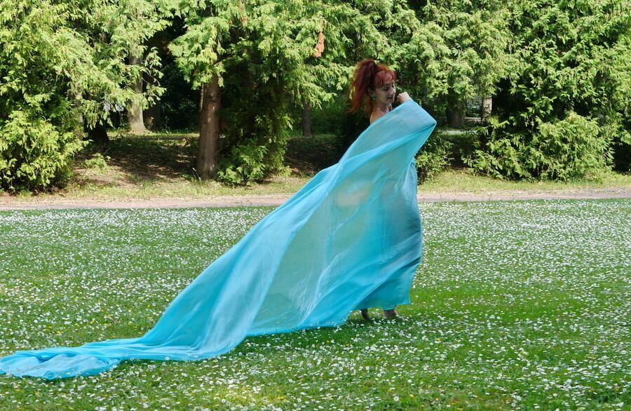 In a green blanket