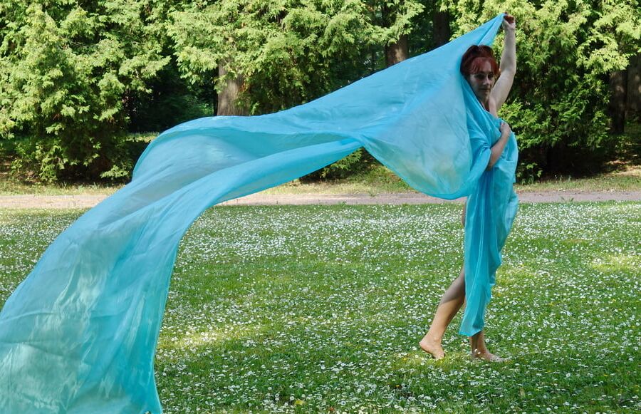 In a green blanket