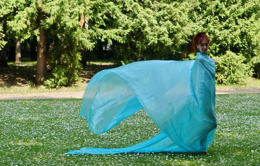 In a green blanket