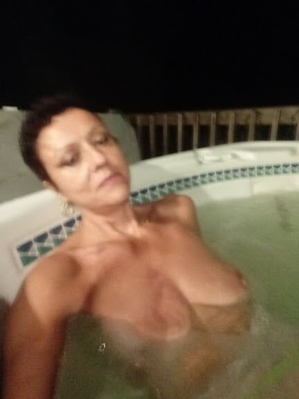 Nighttime hot tub fun