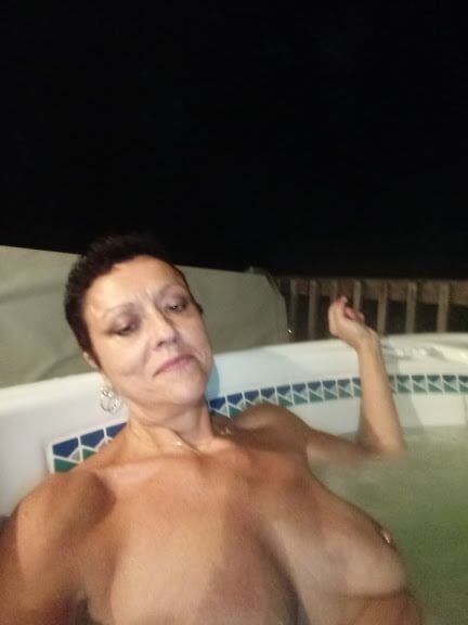 Nighttime hot tub fun
