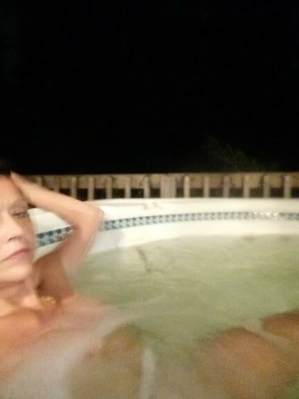 Nighttime hot tub fun